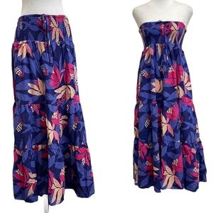 Abel the Label Santa Cruz Tiered Purple Floral Convertible Maxi Skirt Midi Dress